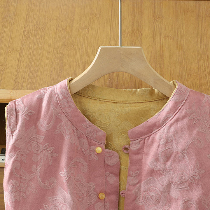 Buddha Stones Flower Pattern Frog-Button Women's Cotton Sleeveless Vest Waistcoat - image 4