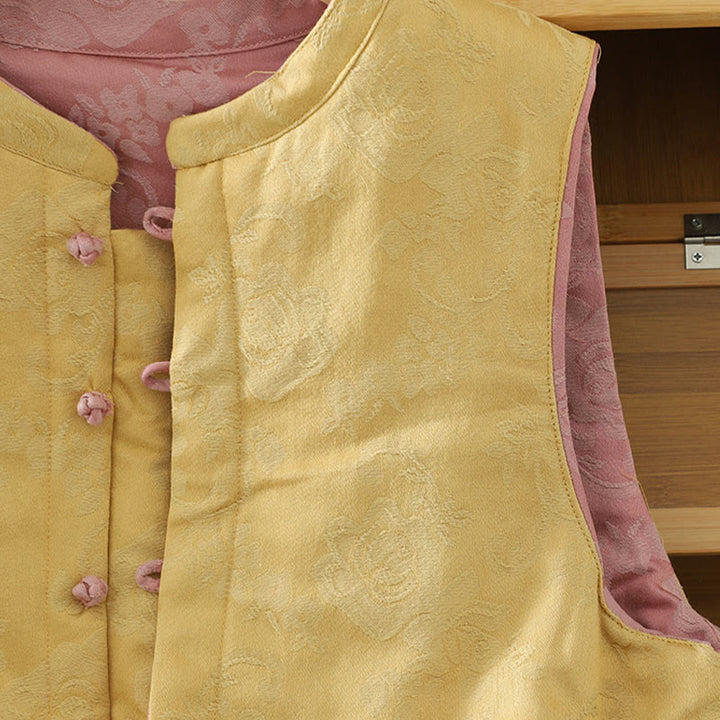 Buddha Stones Flower Pattern Frog-Button Women's Cotton Sleeveless Vest Waistcoat - image 17