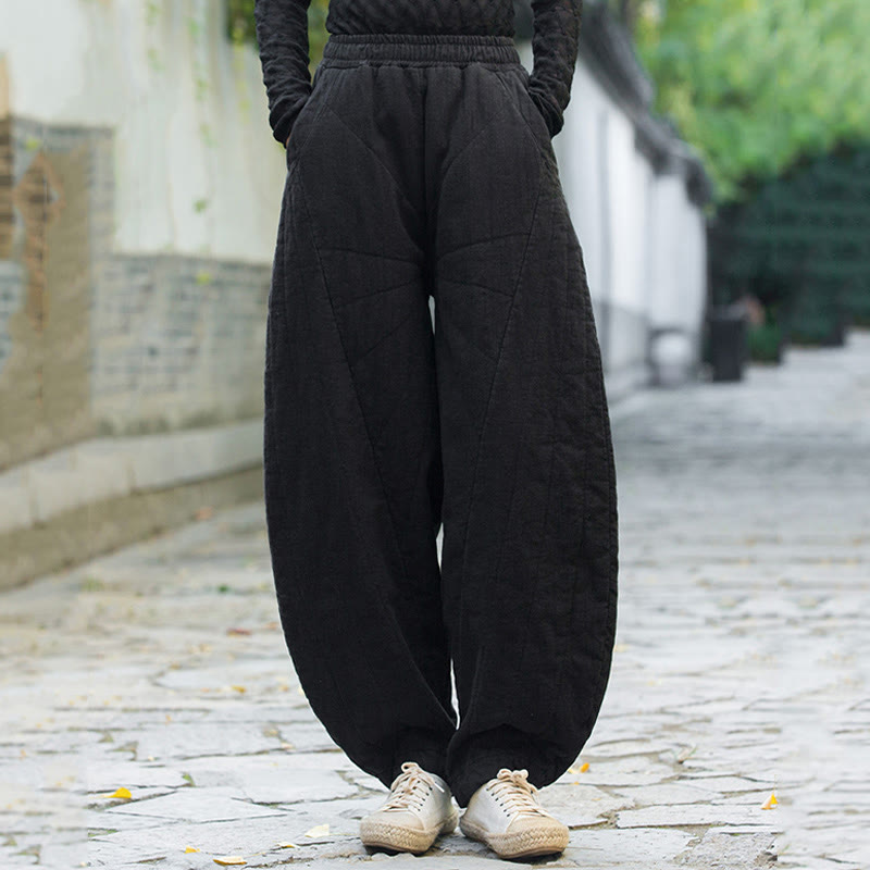 Buddha Stones Plain Cotton Thick Women's 7-8 Length Pants With Pockets - image 15