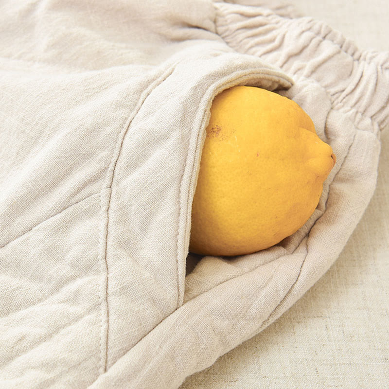 Buddha Stones Plain Cotton Thick Women's 7-8 Length Pants With Pockets - image 9