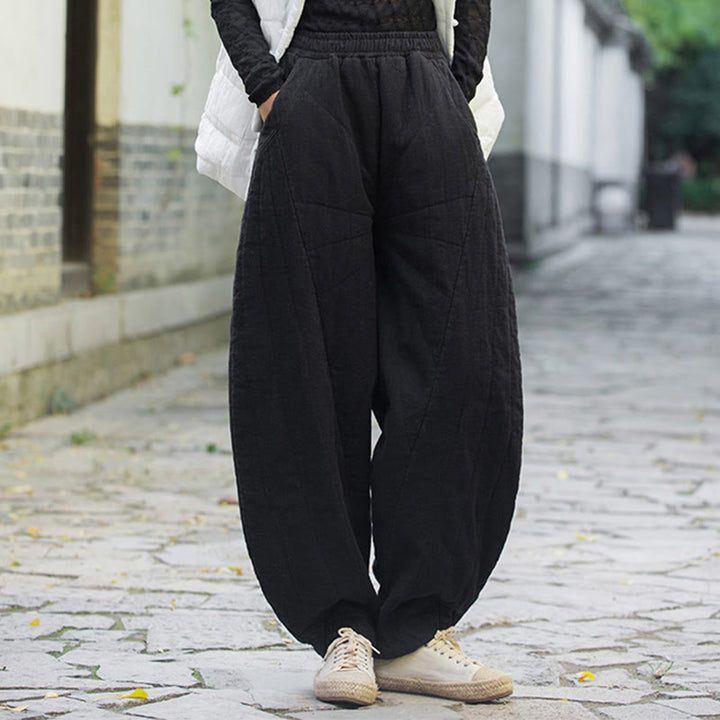 Buddha Stones Plain Cotton Thick Women's 7-8 Length Pants With Pockets - image 14