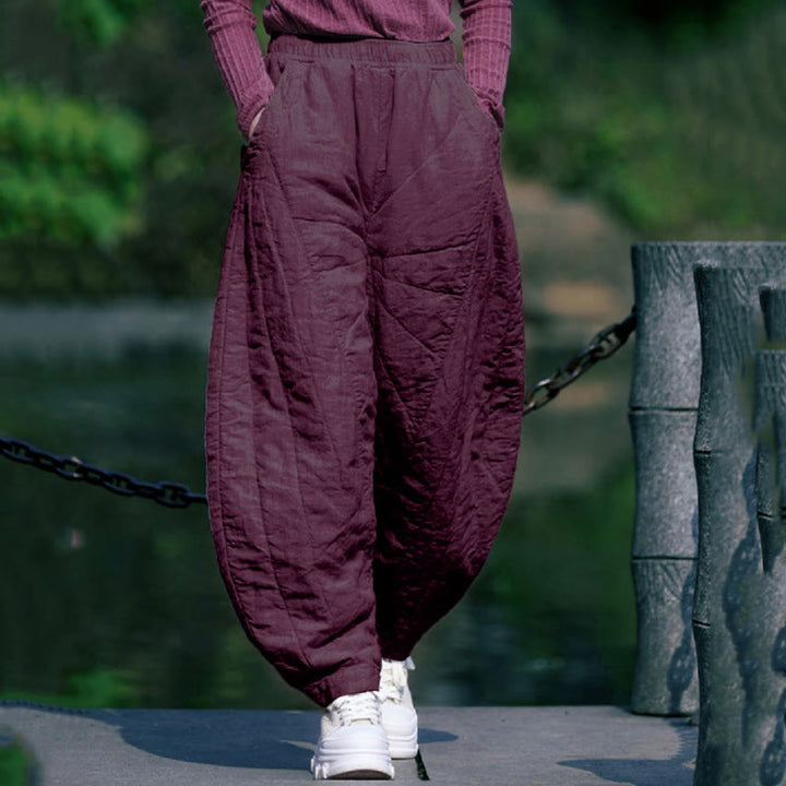 Buddha Stones Plain Cotton Thick Women's 7-8 Length Pants With Pockets - Purple - US14，UK/AU18，EU46 (4XL) - image 17