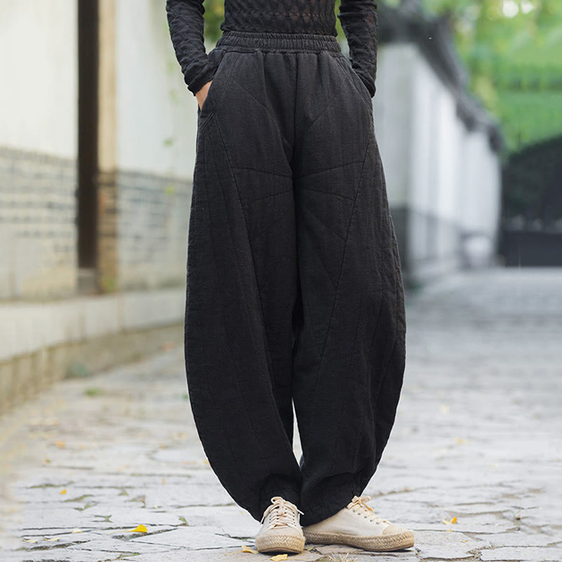 Buddha Stones Plain Cotton Thick Women's 7-8 Length Pants With Pockets - image 13