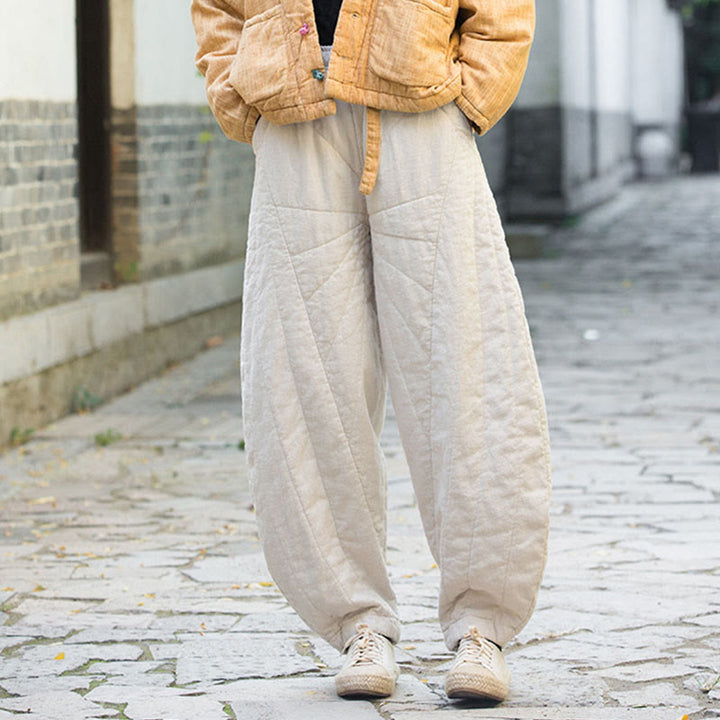 Buddha Stones Plain Cotton Thick Women's 7-8 Length Pants With Pockets - image 4