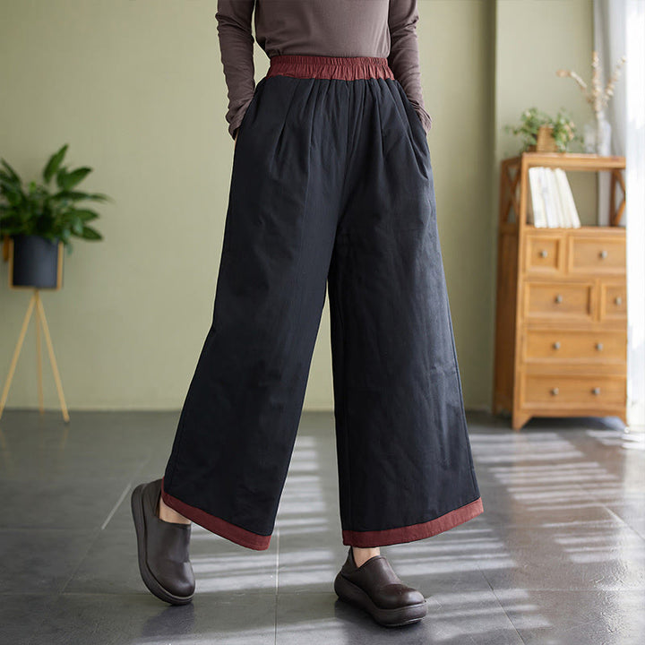 Buddha Stones Casual Plain Women's Wide Leg Pants With Pockets - Black - US8-10，UK/AU12-14，EU40-42 (2XL) - image 0