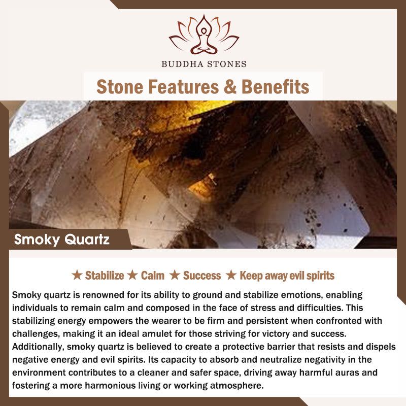 Buddha Stones Black Obsidian Smoky Quartz Garnet Aquamarine Strawberry Quartz Pink Crystal Strength Necklace Pendant - image 6