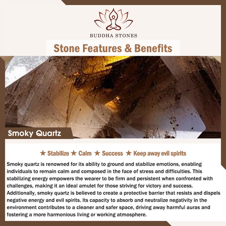 Buddha Stones Black Obsidian Smoky Quartz Garnet Aquamarine Strawberry Quartz Pink Crystal Strength Necklace Pendant - image 6