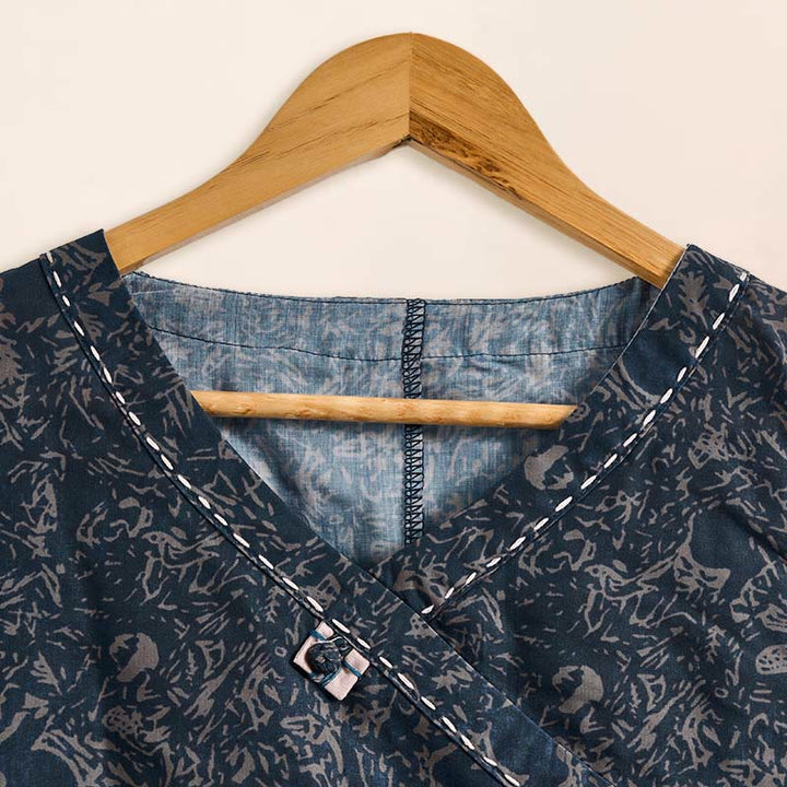 Buddha Stones Spring V-Neck Printed Floral Pattern Women's Long Sleeve Shirt - image 21