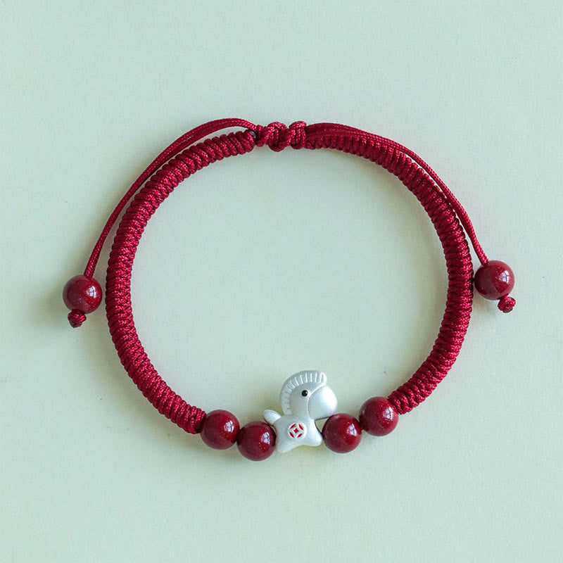 Buddha Stones Year of the Horse 999 Sterling Silver String Cinnabar Beads Braided Luck Bracelet - image 14