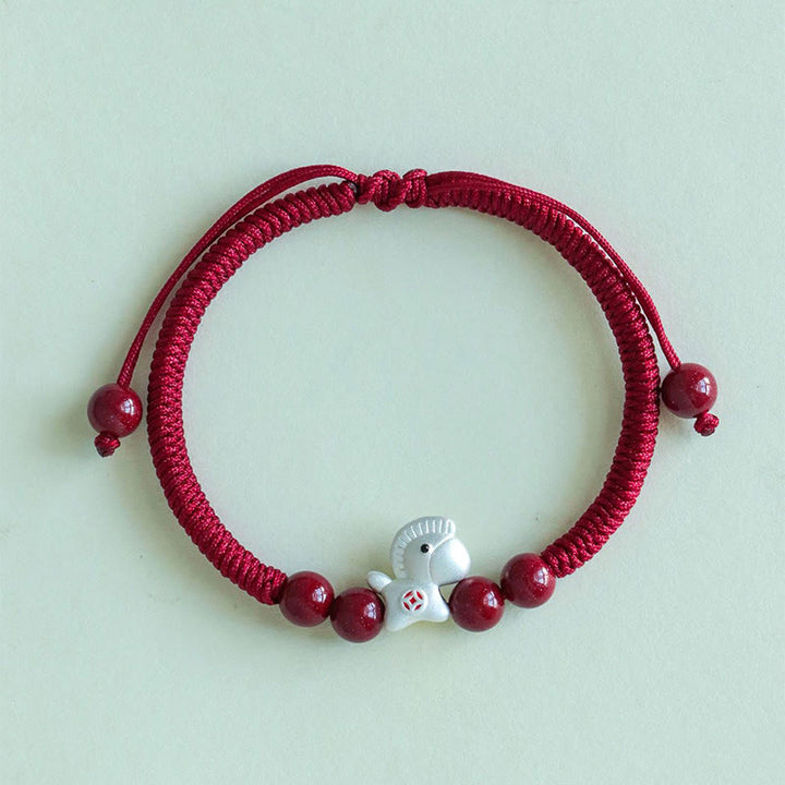 Buddha Stones Year of the Horse 999 Sterling Silver String Cinnabar Beads Braided Luck Bracelet - image 14