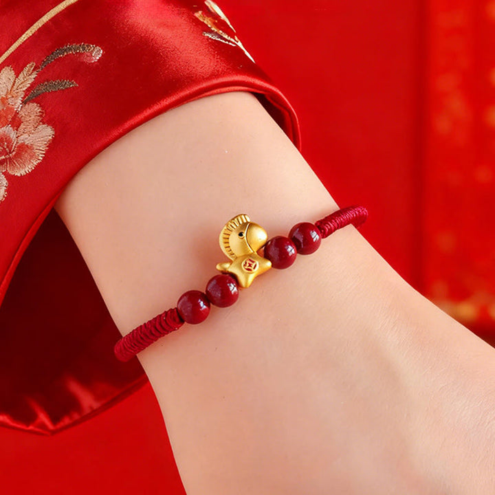 Buddha Stones Year of the Horse 999 Sterling Silver String Cinnabar Beads Braided Luck Bracelet - image 5