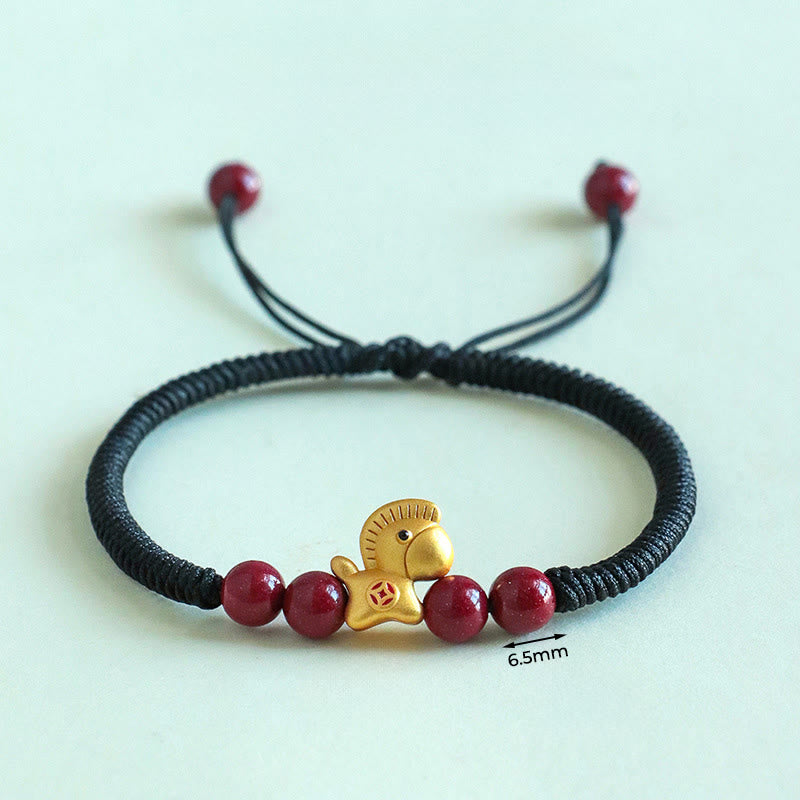Buddha Stones Year of the Horse 999 Sterling Silver String Cinnabar Beads Braided Luck Bracelet - image 11