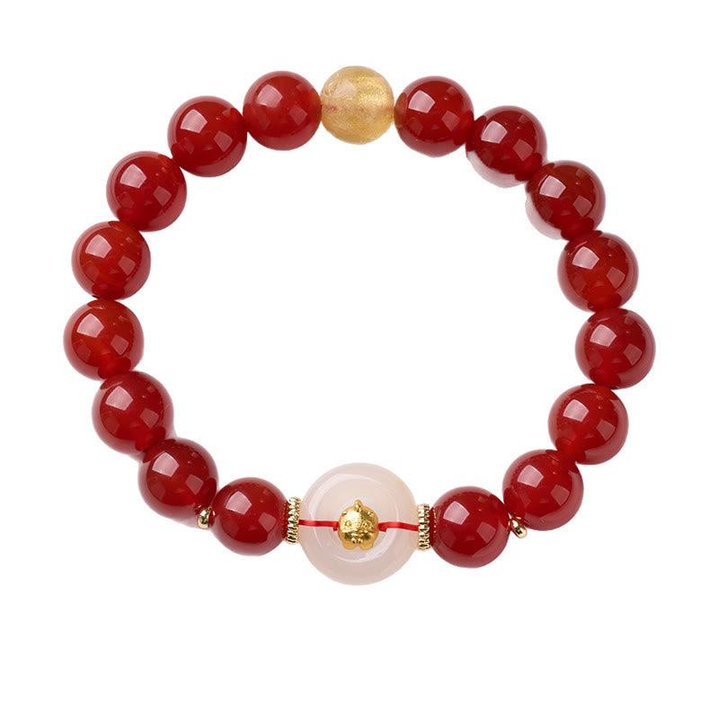 Buddha Stones Chinese Zodiac Year Of The Horse Peace Buckle Red Agate White Chalcedony Confidence Bracelet - image 28
