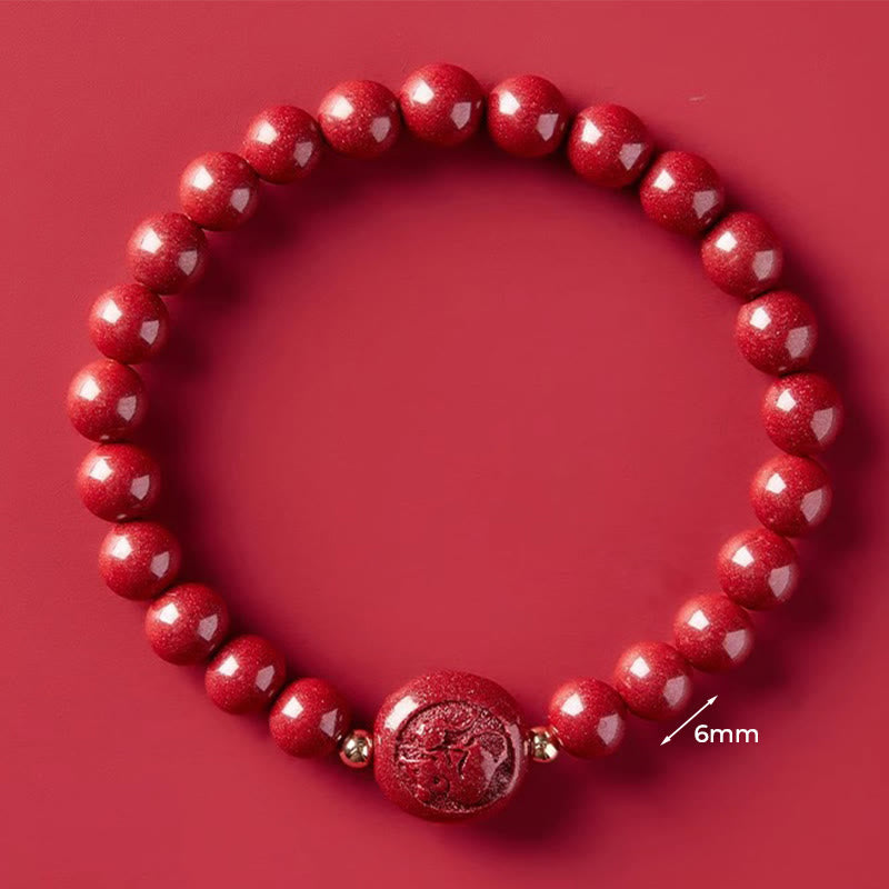 Buddha Stones Chinese Zodiac Year Of The Horse Carved Cinnabar Blessing Bracelet - 6mm Rat - image 8