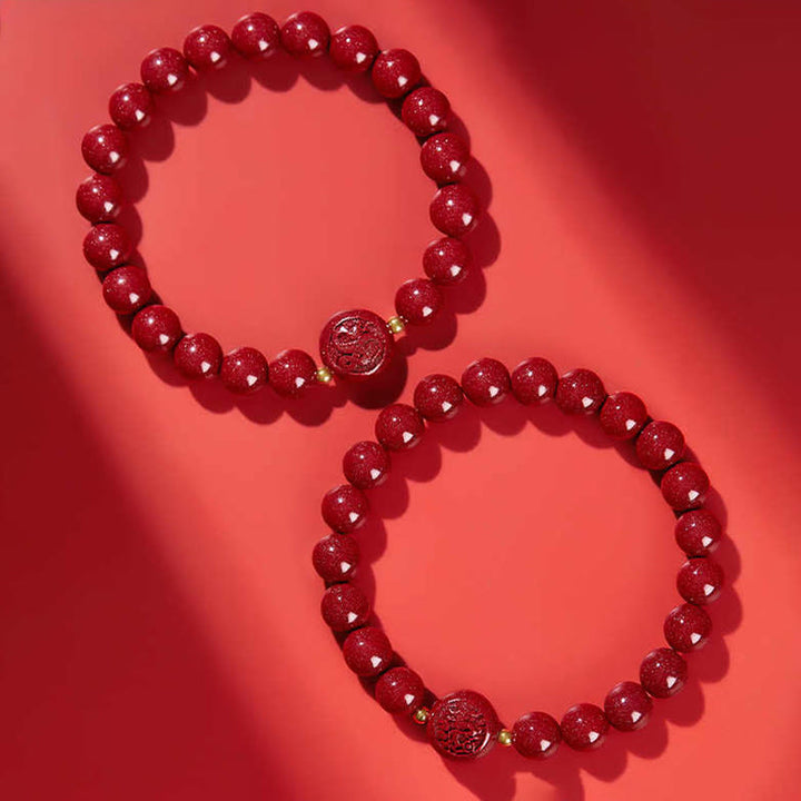 Buddha Stones Chinese Zodiac Year Of The Horse Carved Cinnabar Blessing Bracelet - image 35