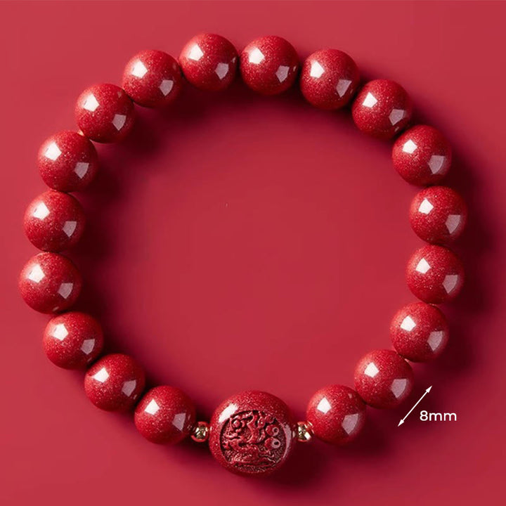 Buddha Stones Chinese Zodiac Year Of The Horse Carved Cinnabar Peaceful Blessing Bracelet - 8mm Dragon - image 32