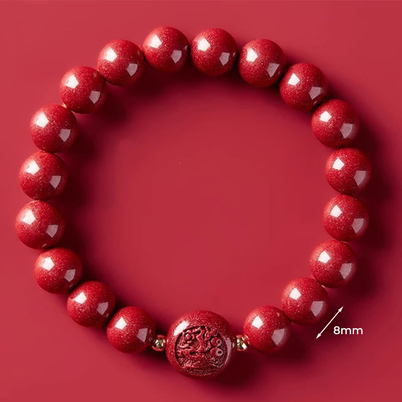 Buddha Stones Chinese Zodiac Year Of The Horse Carved Cinnabar Blessing Bracelet - 8mm Dragon - image 26
