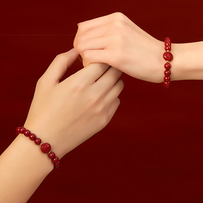 Buddha Stones Chinese Zodiac Year Of The Horse Carved Cinnabar Blessing Bracelet - image 38