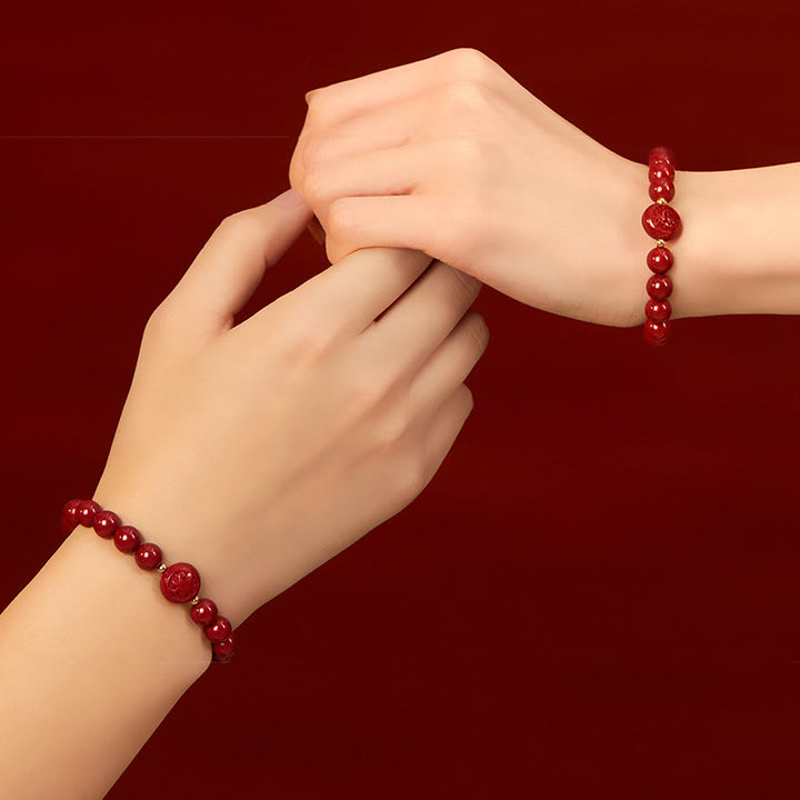 Buddha Stones Chinese Zodiac Year Of The Horse Carved Cinnabar Blessing Bracelet - image 38