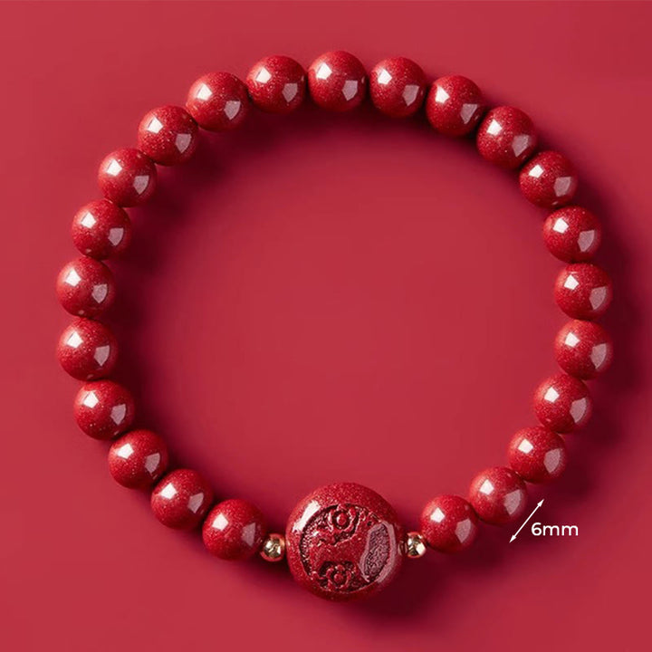 Buddha Stones Chinese Zodiac Year Of The Horse Carved Cinnabar Blessing Bracelet - 6mm Dog - image 20