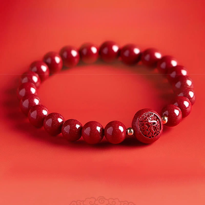 Buddha Stones Chinese Zodiac Year Of The Horse Carved Cinnabar Peaceful Blessing Bracelet - image 20