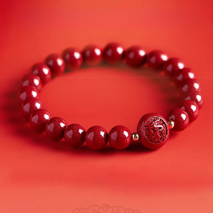 Buddha Stones Chinese Zodiac Year Of The Horse Carved Cinnabar Peaceful Blessing Bracelet - image 20