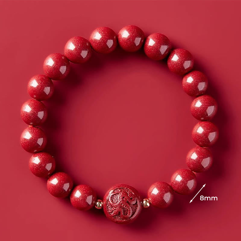 Buddha Stones Chinese Zodiac Year Of The Horse Carved Cinnabar Peaceful Blessing Bracelet - 8mm Snake - image 33