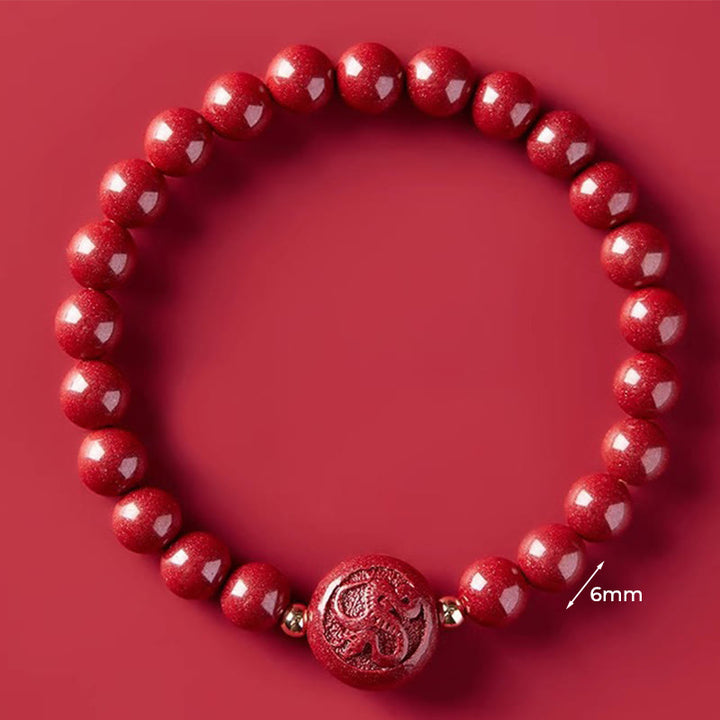 Buddha Stones Chinese Zodiac Year Of The Horse Carved Cinnabar Blessing Bracelet - 6mm Snake - image 16