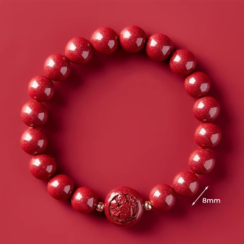 Buddha Stones Chinese Zodiac Year Of The Horse Carved Cinnabar Peaceful Blessing Bracelet - 8mm Monkey - image 35