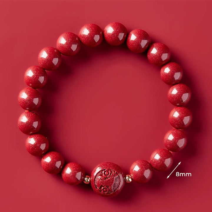 Buddha Stones Chinese Zodiac Year Of The Horse Carved Cinnabar Blessing Bracelet - 8mm Dog - image 32