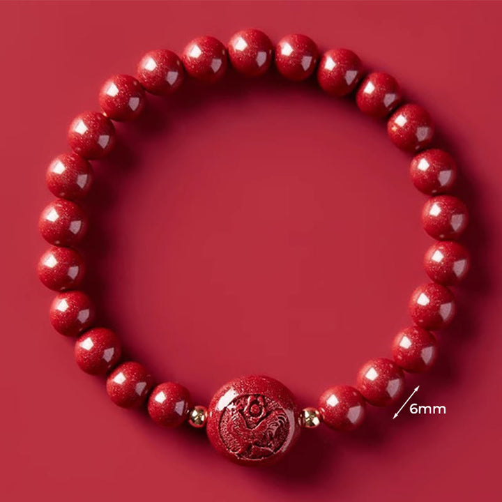 Buddha Stones Chinese Zodiac Year Of The Horse Carved Cinnabar Blessing Bracelet - 6mm Rooster - image 19