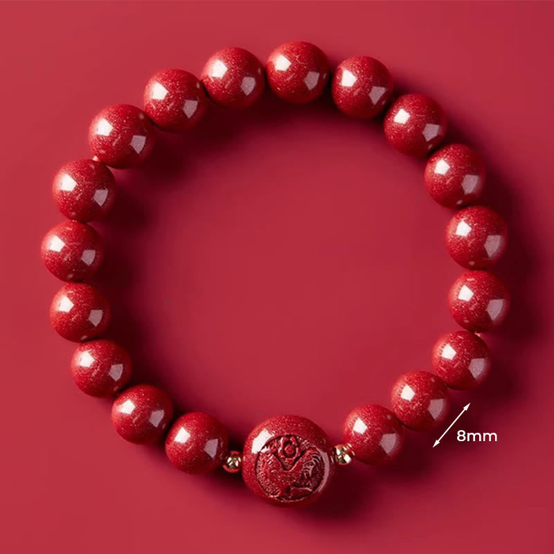 Buddha Stones Chinese Zodiac Year Of The Horse Carved Cinnabar Blessing Bracelet - 8mm Rooster - image 31