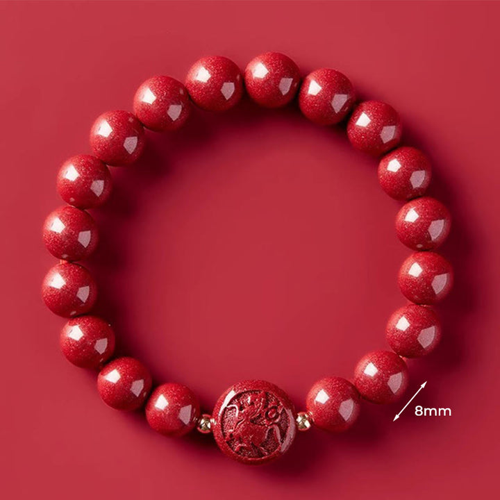Buddha Stones Chinese Zodiac Year Of The Horse Carved Cinnabar Blessing Bracelet - 8mm Horse - image 28