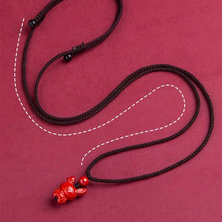 Buddha Stones Year Of The Horse Chinese Zodiac Engraved Design Cinnabar Blessing Rope Necklace Pendants - image 17