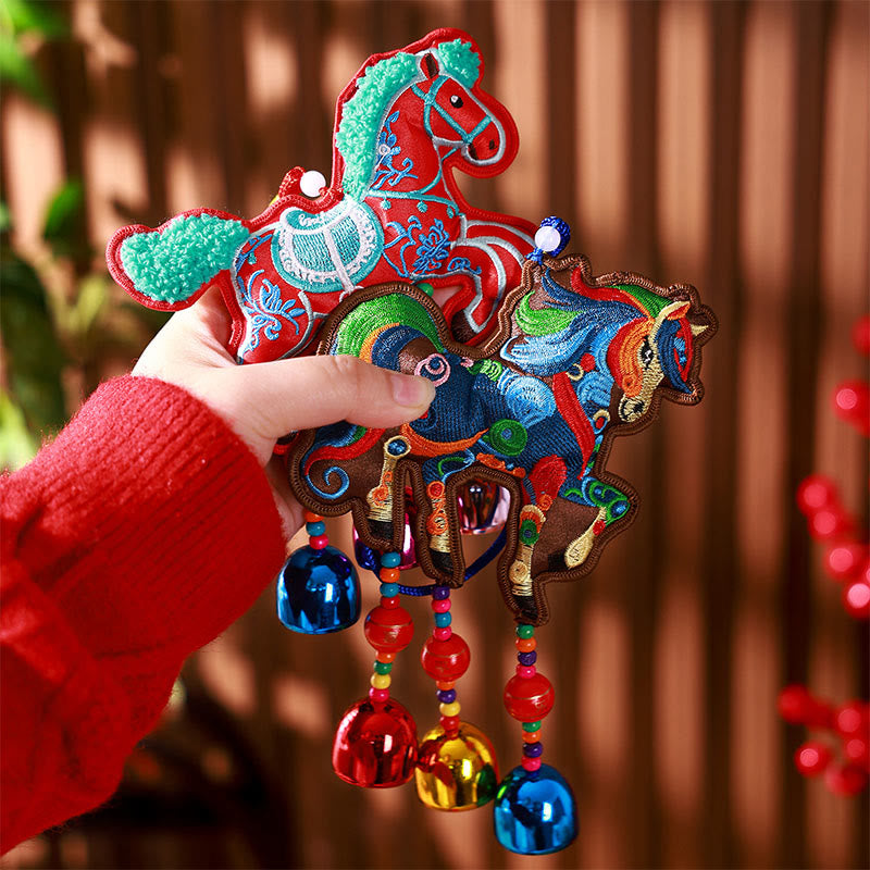Buddha Stones Year Of The Horse Embroidery Bell Tassel Hanging Decoration - image 17