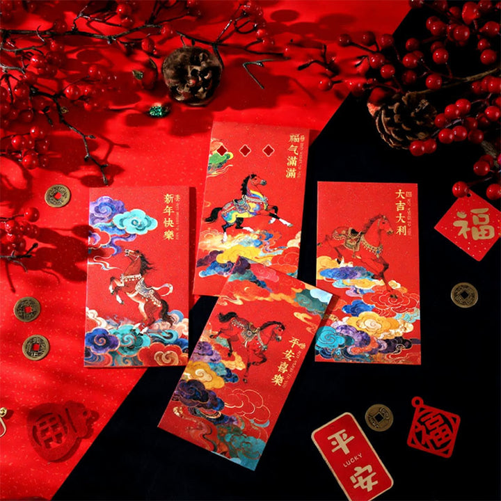 Buddha Stones Year Of The Horse 2026 New Year blessings 6pcs Chinese Red Envelope - image 11