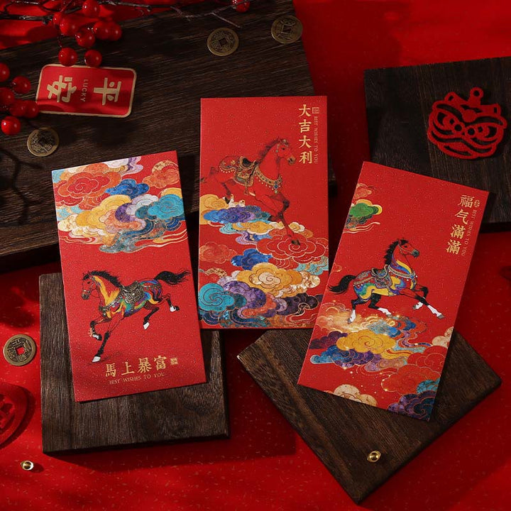 Buddha Stones Year Of The Horse 2026 New Year Blessings 6pcs Chinese Red Envelope - image 13