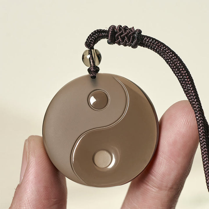 Buddha Stones Black Obsidian Taoism Five Sacred Mountains Nine-Character Mantra Carved Purification Yin Yang Necklace Pendant - image 17