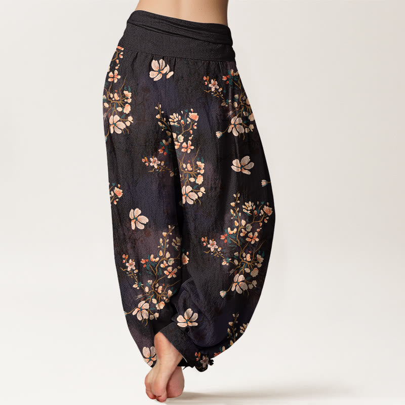 Buddha Stones Pure Cotton Cherry Blossom Women's Elastic Waist Harem Pants - image 1