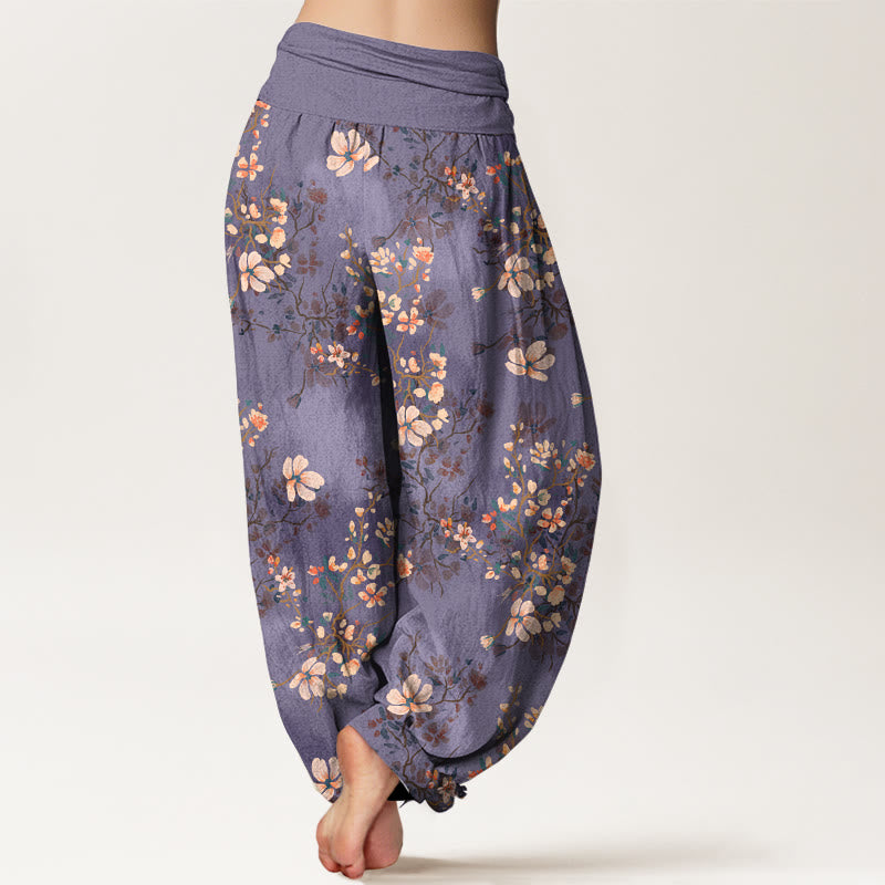 Buddha Stones Pure Cotton Cherry Blossom Women's Elastic Waist Harem Pants - image 6