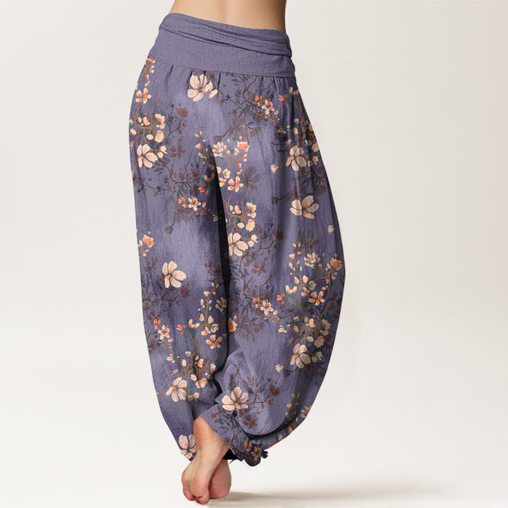 Buddha Stones Pure Cotton Cherry Blossom Women's Elastic Waist Harem Pants - image 6