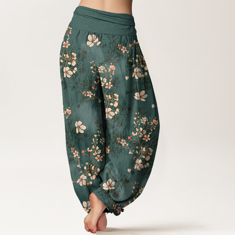 Buddha Stones Pure Cotton Cherry Blossom Women's Elastic Waist Harem Pants - image 9