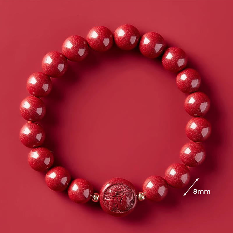 Buddha Stones Chinese Zodiac Year Of The Horse Carved Cinnabar Blessing Bracelet - 8mm Rat - image 22