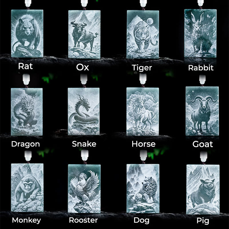 Buddha Stones Year Of The Horse Chinese Zodiac Engraving Jade Abundance Necklace Pendants - image 25