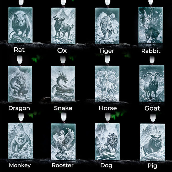 Buddha Stones Year Of The Horse Chinese Zodiac Engraving Jade Abundance Necklace Pendants - image 25