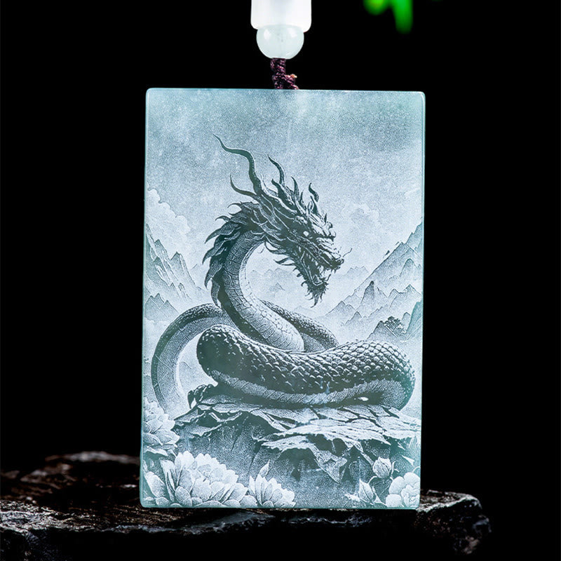 Buddha Stones Year Of The Horse Chinese Zodiac Engraving Jade Abundance Necklace Pendants - Snake - 60*40*4mm - image 12