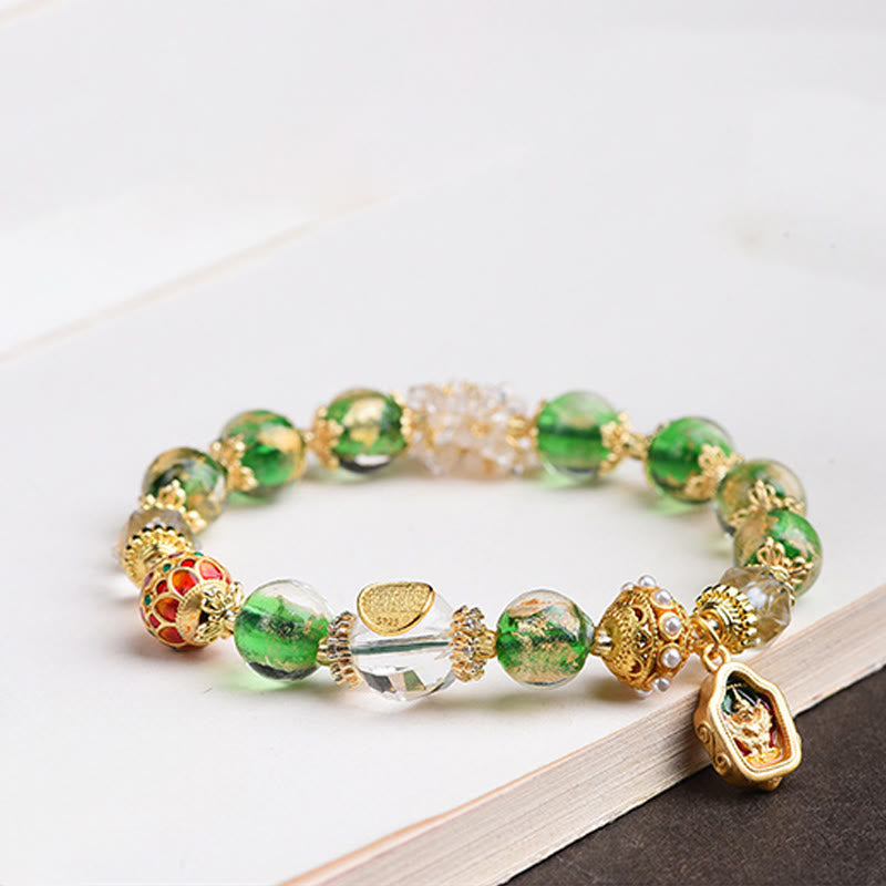 Buddha Stones Liuli Glass 925 Sterling Silver Copper Keep Away Evil Spirits Bracelet - image 8