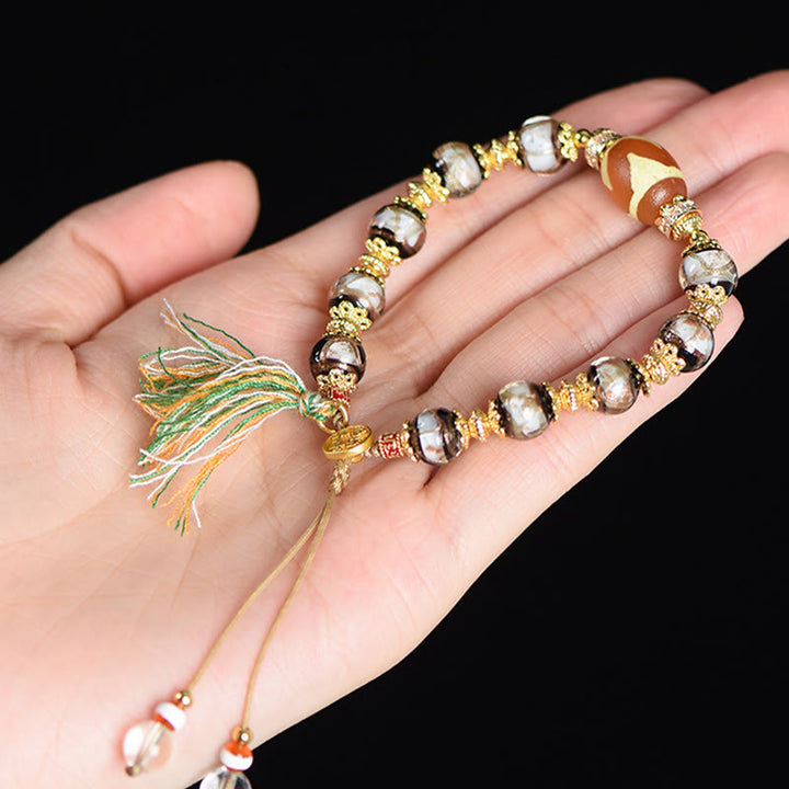 Buddha Stones Liuli Glass Dzi Beads Blessings Bracelet - image 12