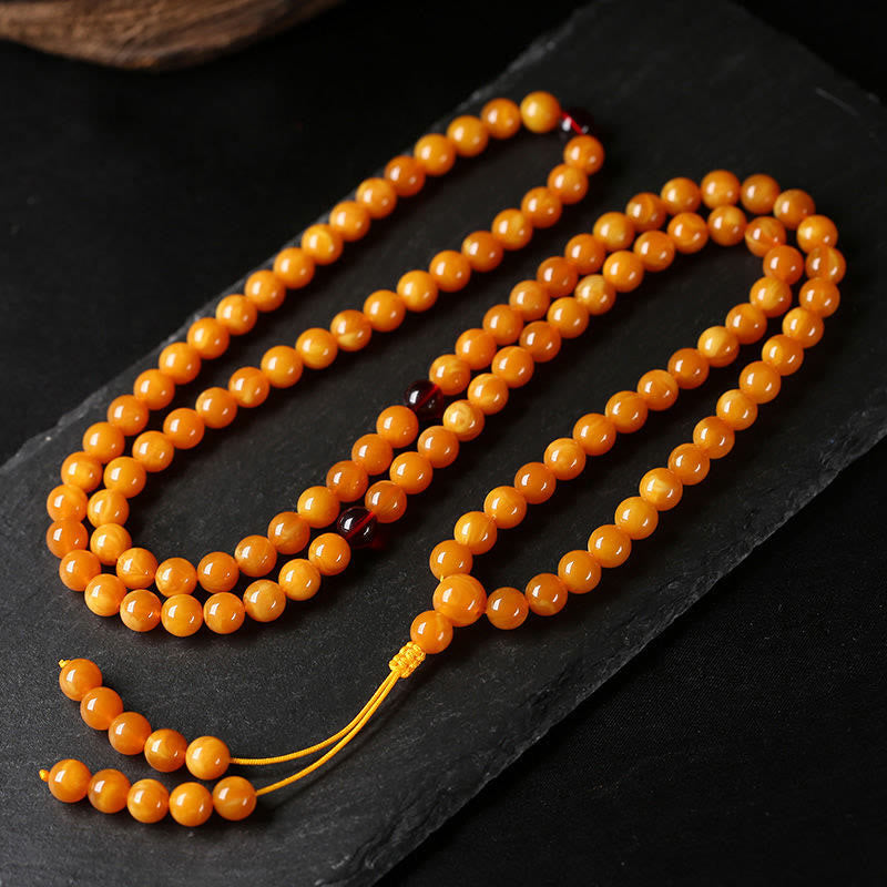 Buddha Stones Tibetan Amber Round Bead Mala - image 4