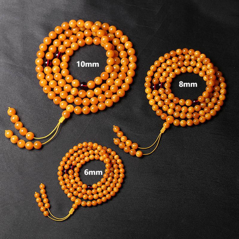 Buddha Stones Tibetan Amber Round Bead Mala - image 5